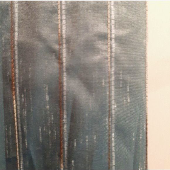 Insulated pinch pleat window curtain drapes 1 panel blue fabric striped - Picture 4 of 5